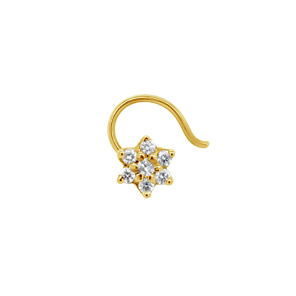 Floral Diamond 22K Gold Nosepin : GHCUDINP-2857