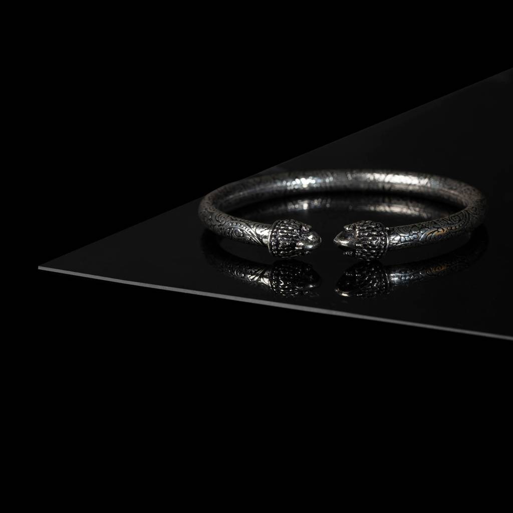 Silver Cuff Boho Oxidised Kada