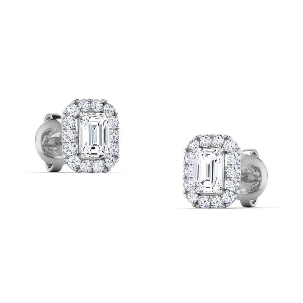Mandal Emerald - Halo Lab Grown Diamond Earrings : GL14GER1130A