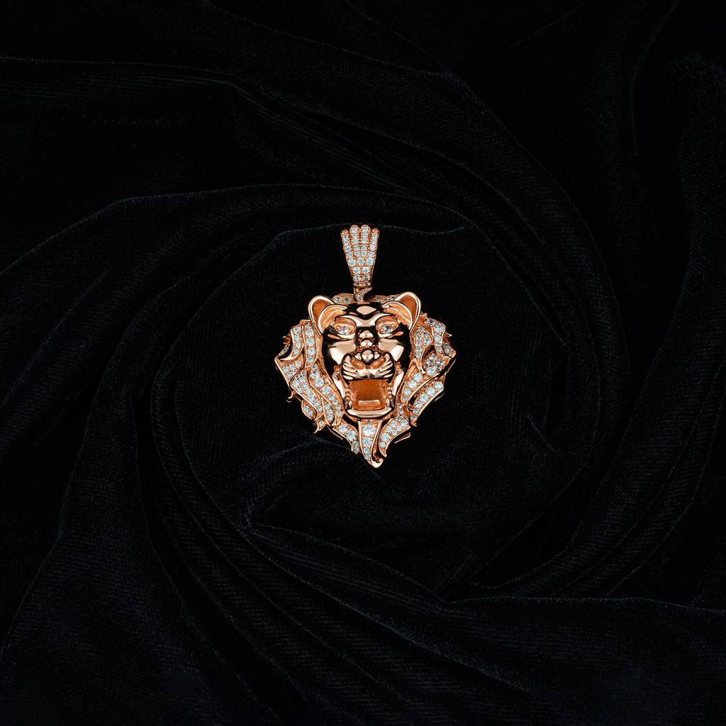 Majestic Roar Zircon Studded Rose Gold Locket