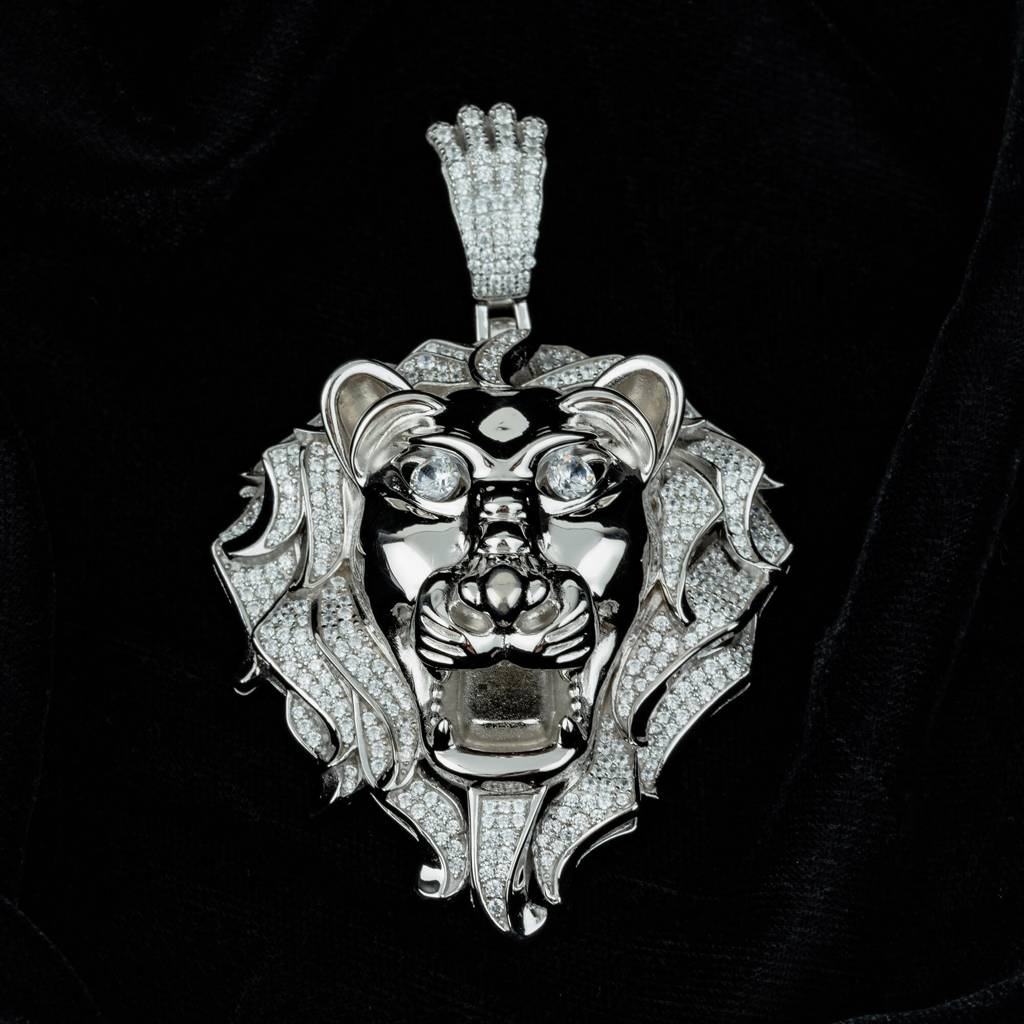 Majestic Roar Zircon Studded Silver Locket