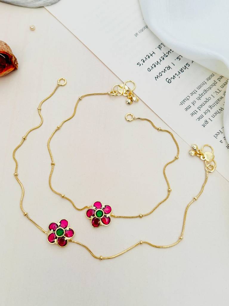Designer Pachi Kundan Wedding Anklets : GPAnkAstha