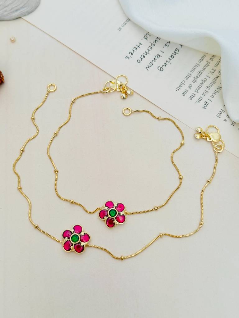 Designer Pachi Kundan Wedding Anklets : GPAnkAstha