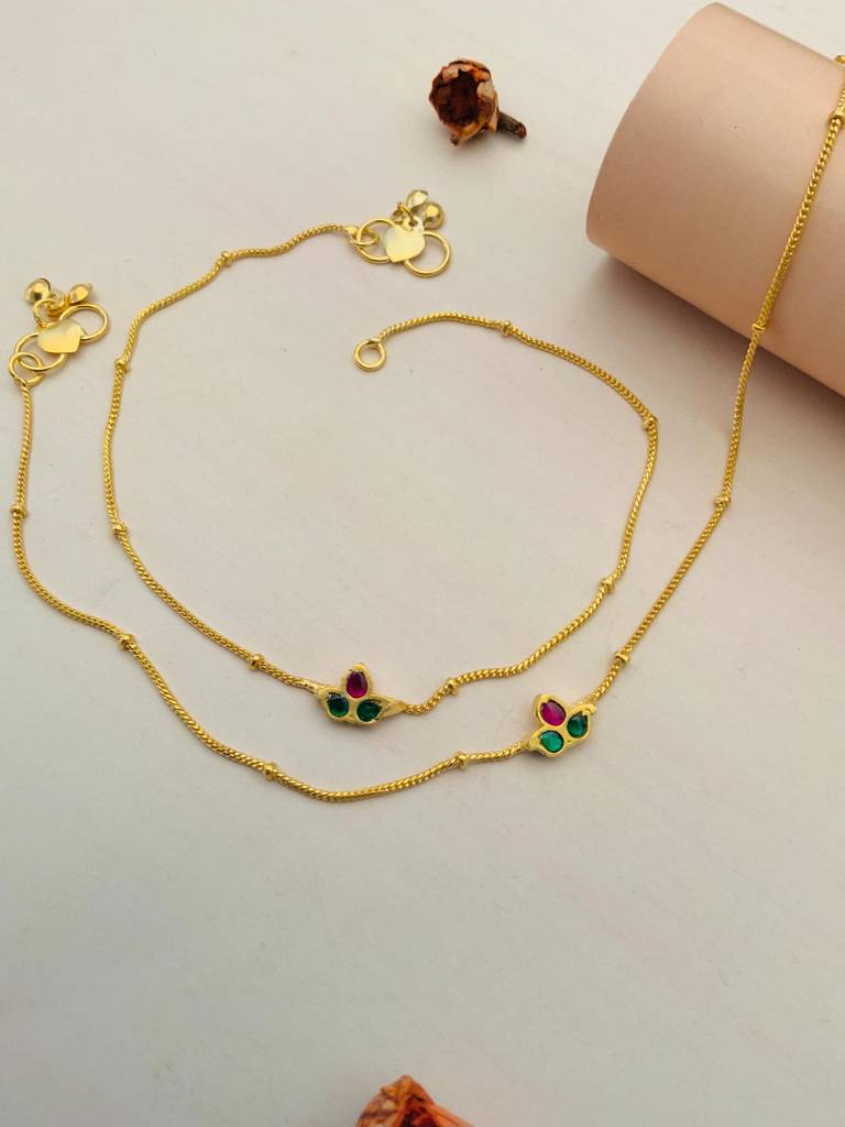 High End Gold Plated Hand-Painted Anklets : GPAnkDiya