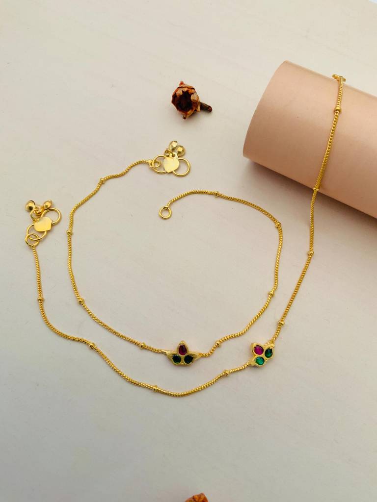 High End Gold Plated Hand-Painted Anklets : GPAnkDiya