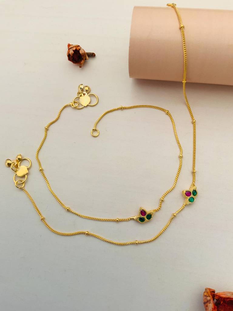 High End Gold Plated Hand-Painted Anklets : GPAnkDiya