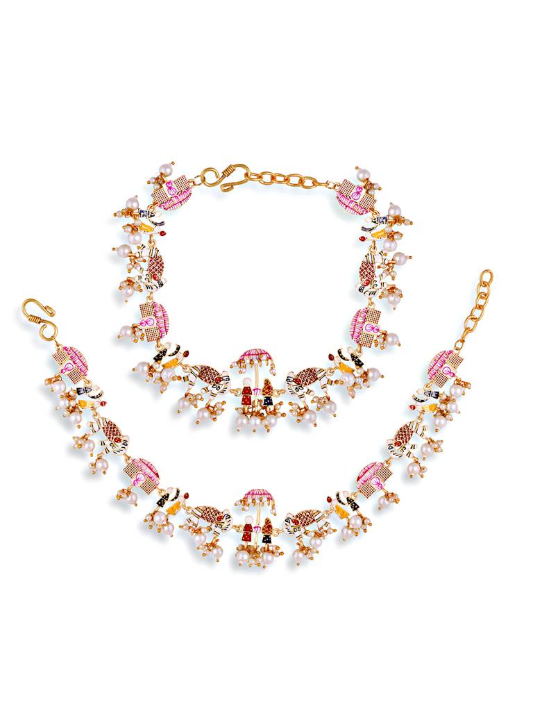 Gold Plated Handpaint Wedding Doli Barat Bridal Anklets : GPAnkDoliBarat
