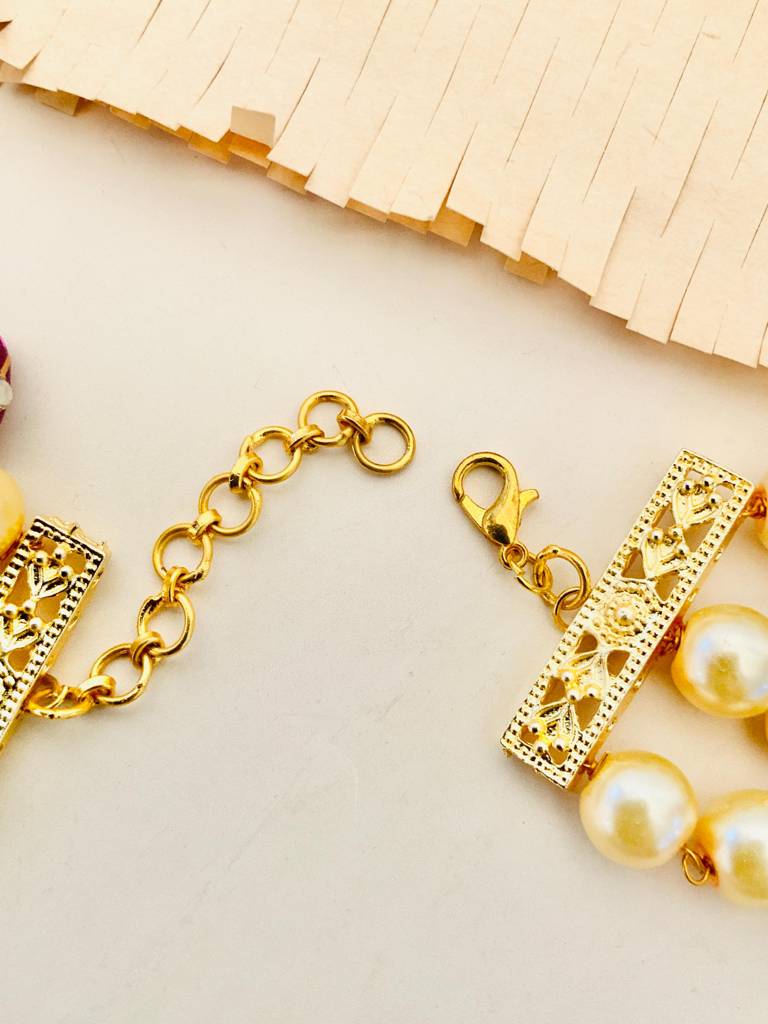Ruby Wine Red Multicolour Jaipuri Beads Stone Hand Bracelet : GPBracelet3LWine