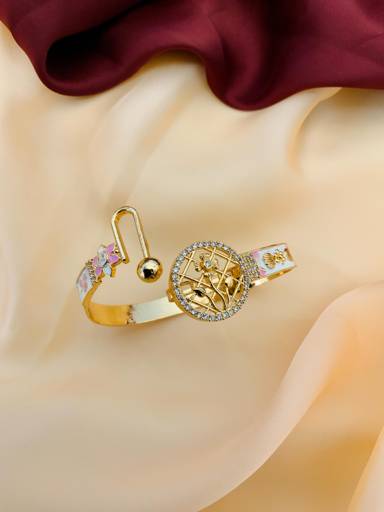 Gold Plated Meenakari American Diamond Statement Bracelet For Women : GPBraceletMeenakari02