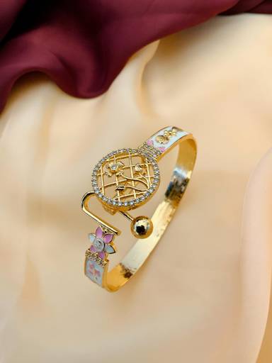 Gold Plated Meenakari American Diamond Statement Bracelet For Women : GPBraceletMeenakari02
