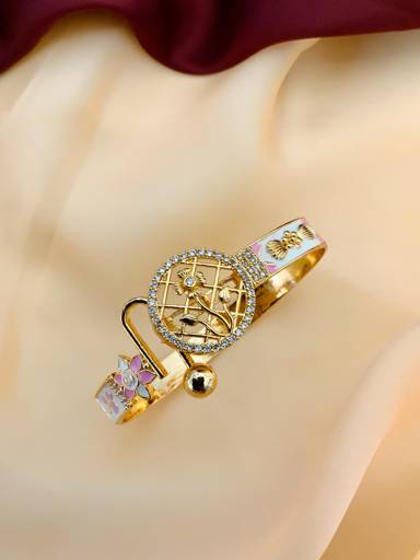 Gold Plated Meenakari American Diamond Statement Bracelet For Women : GPBraceletMeenakari02