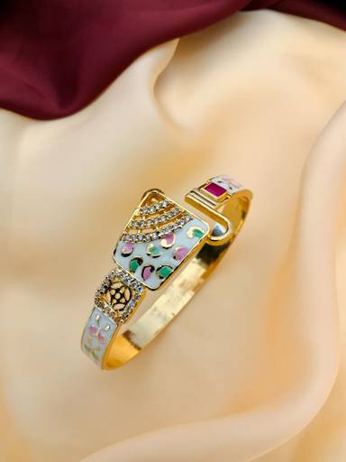 American Diamond Gold Plated Meenakari Statement Bracelet : GPBraceletMeenakari05