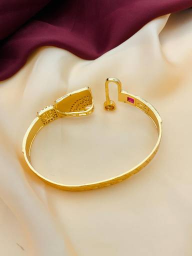 American Diamond Gold Plated Meenakari Statement Bracelet : GPBraceletMeenakari05
