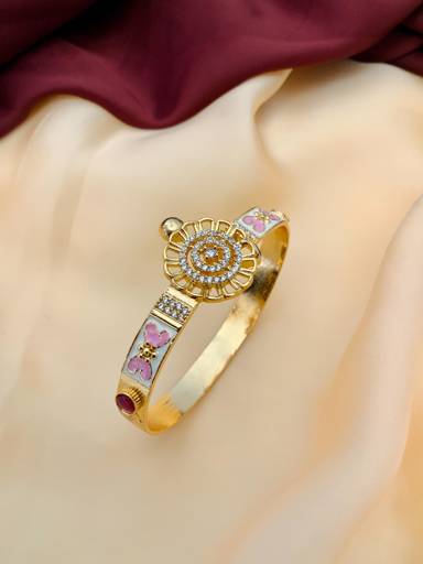 18K Gold Plated Meenakari American Diamond Statement Elegant Bracelet : GPBraceletMeenakari10