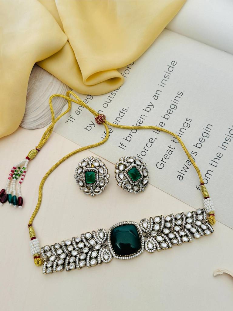 Sophisticated Gold Plated Polki Partywear Necklace : GPChokerGlam