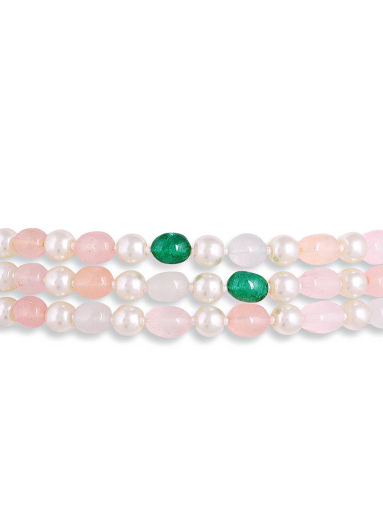 Gold Plated Jaipuri Multi Colour Bead Chocker Necklace With Pair Of Earrings : GPChokerJaipuriPearl