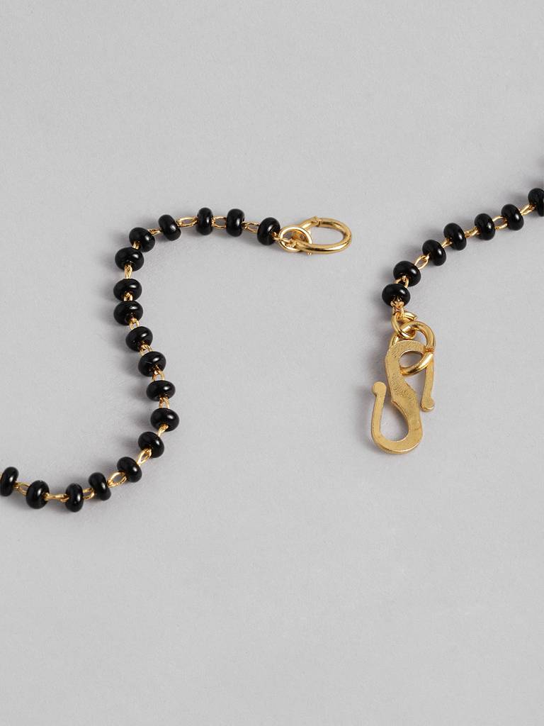 Gold Plated Black Bead Mangalsutra Necklace Ethnic Meets Modern : GPDVMS18FullLara