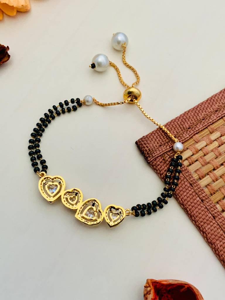Sparkling Gold Plated Heart Hand Mangalsutra : GPHM360Heart