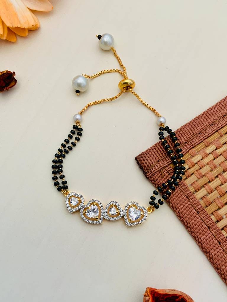 Sparkling Gold Plated Heart Hand Mangalsutra : GPHM360Heart