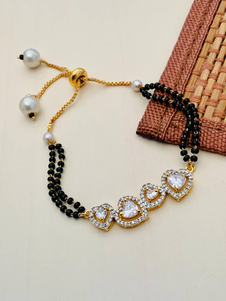 Sparkling Gold Plated Heart Hand Mangalsutra : GPHM360Heart