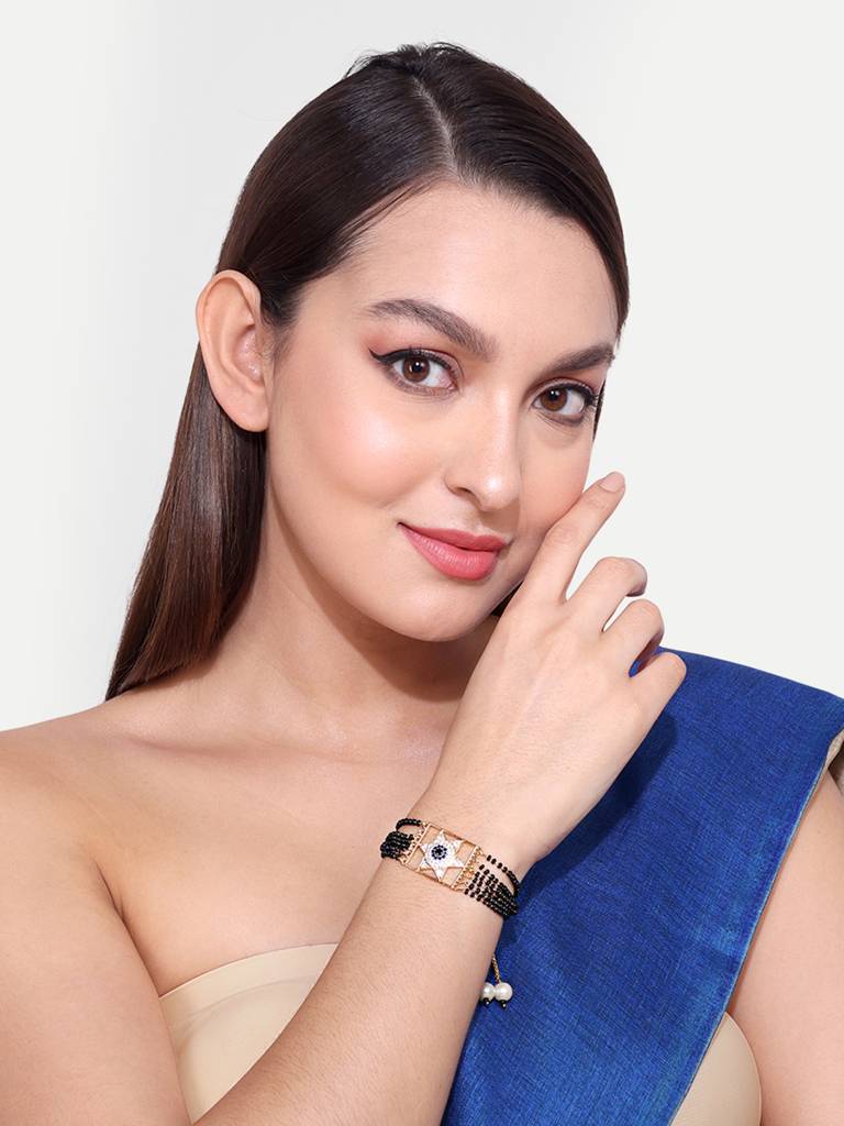 Gold Plated Evil Eye Star Mangalsutra Bracelet : GPHMEEStar