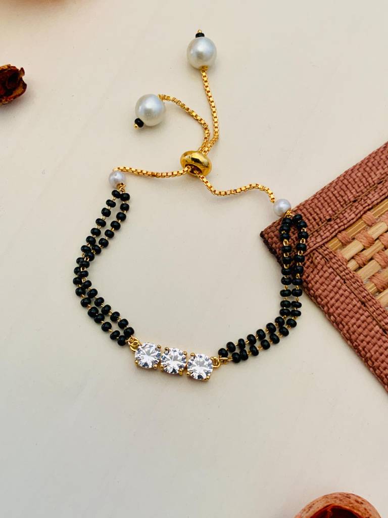 Round Diamond Gold Plated Hand Mangalsutra : GPHMFiona