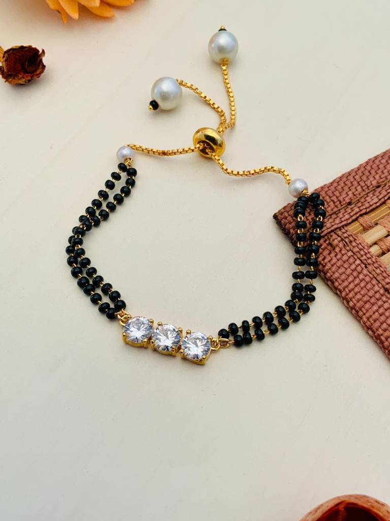 Round Diamond Gold Plated Hand Mangalsutra : GPHMFiona