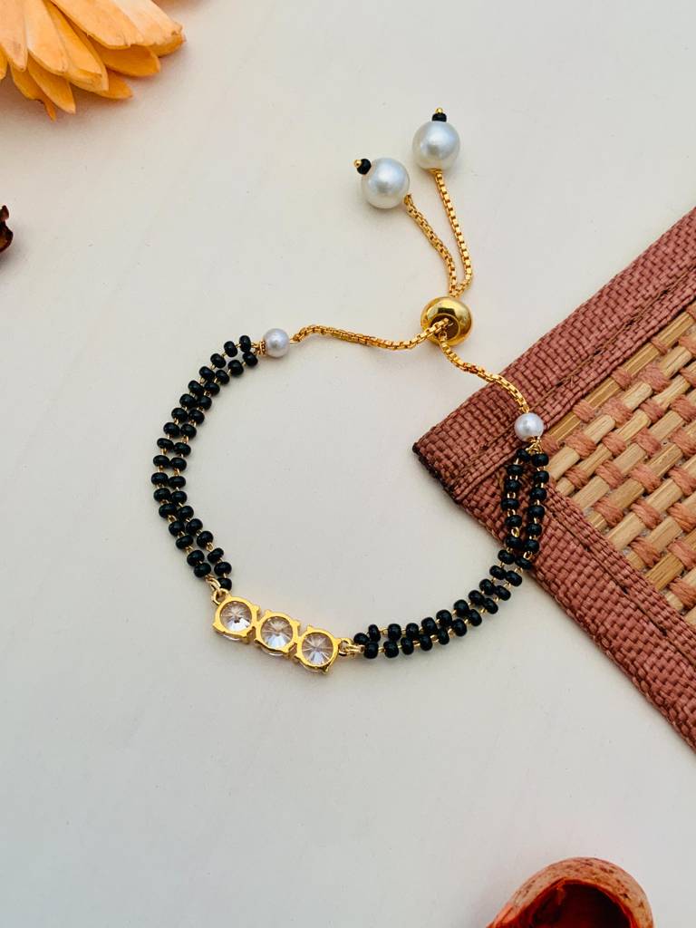 Round Diamond Gold Plated Hand Mangalsutra : GPHMFiona