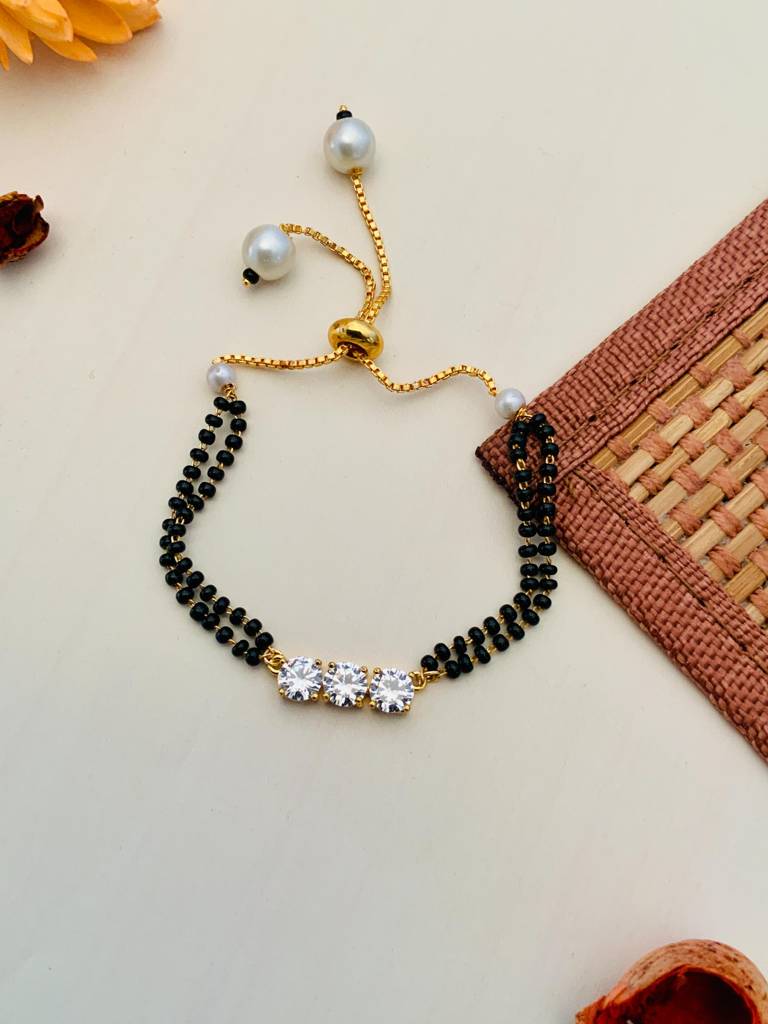Round Diamond Gold Plated Hand Mangalsutra : GPHMFiona