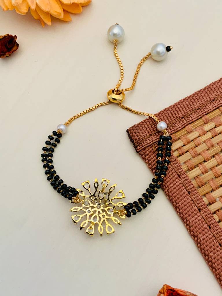 Mesmerising High Quality American Diamond Gold Plated Hand Mangalsutra : GPHMPlusSize