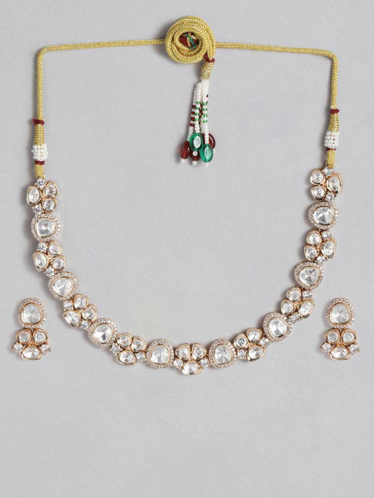 Polki Kundan Choker Necklace With Pair Of Earrings : GPHQNCPolki01