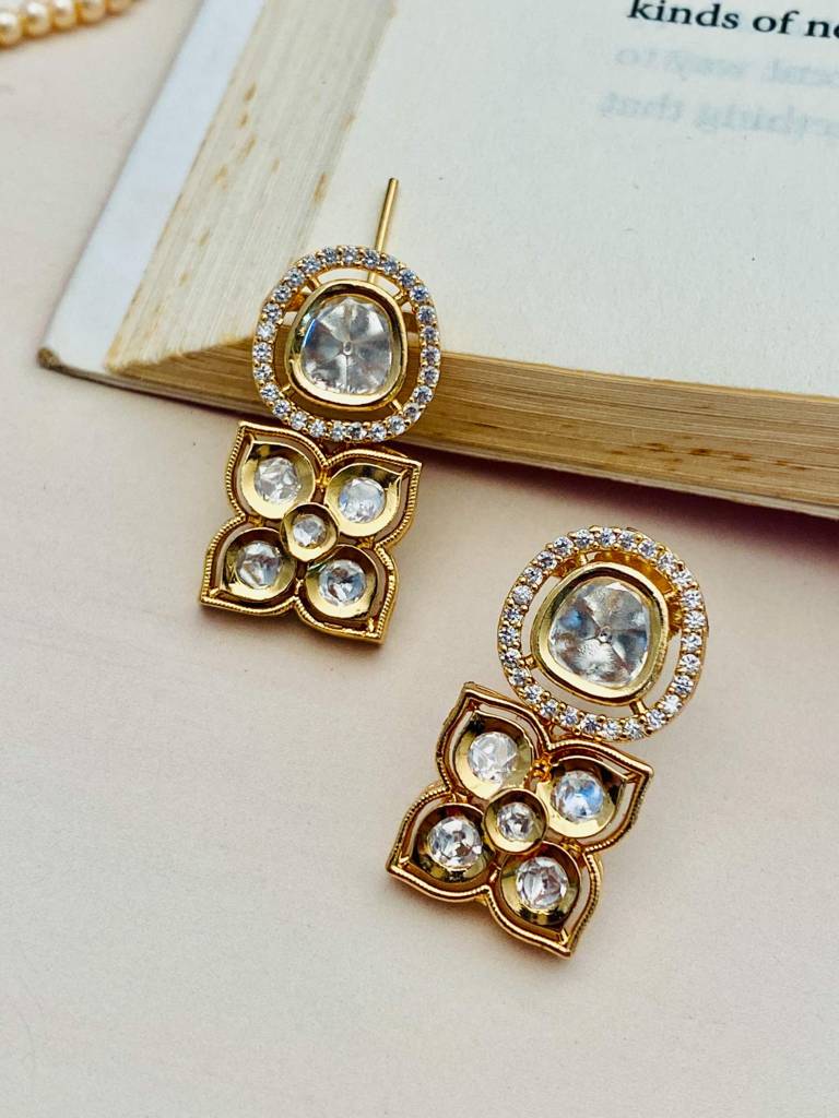 Beautiful Gold Plated Polki Necklace : GPHQNCPolki03