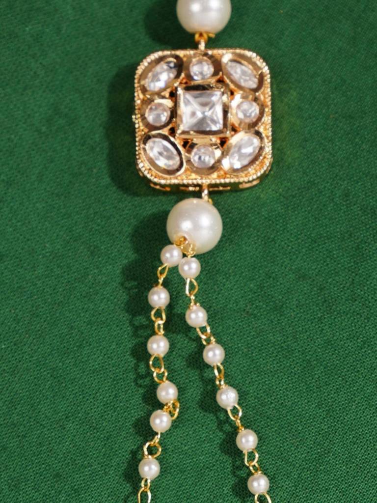 Gold Plated Kundan Studded Women Hand Bracelet : GPJJPocha03White