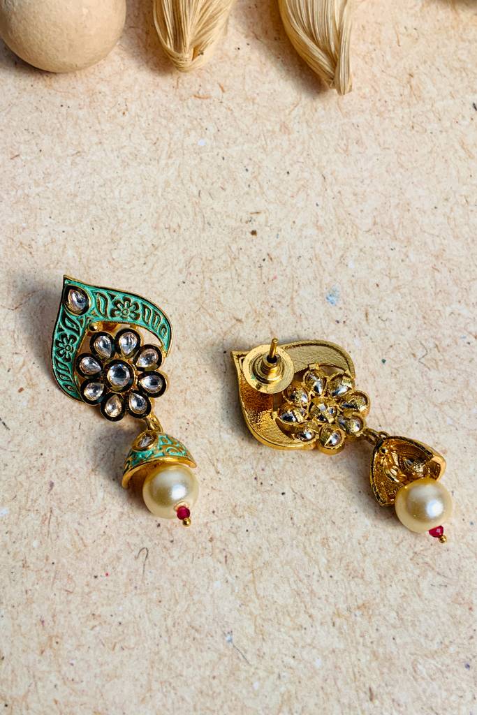 Antique Meenakari Gold Plated Kundan Necklace Set-Gpkundanncemmar02 : GPKundanNCEmmaR02