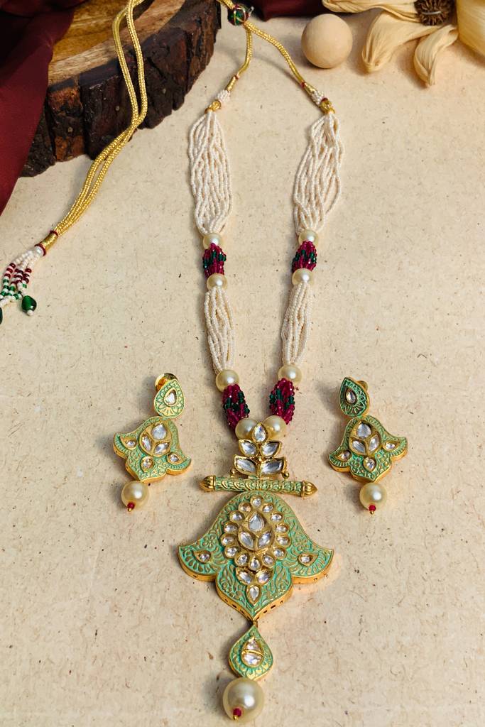 Antique Meenakari Gold Plated Kundan Necklace Set-Gpkundanncgypsyr02 : GPKundanNCGypsyR02