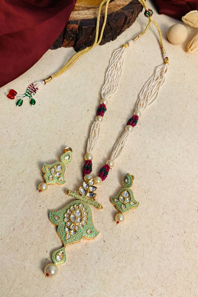 Antique Meenakari Gold Plated Kundan Necklace Set-Gpkundanncgypsyr02 : GPKundanNCGypsyR02