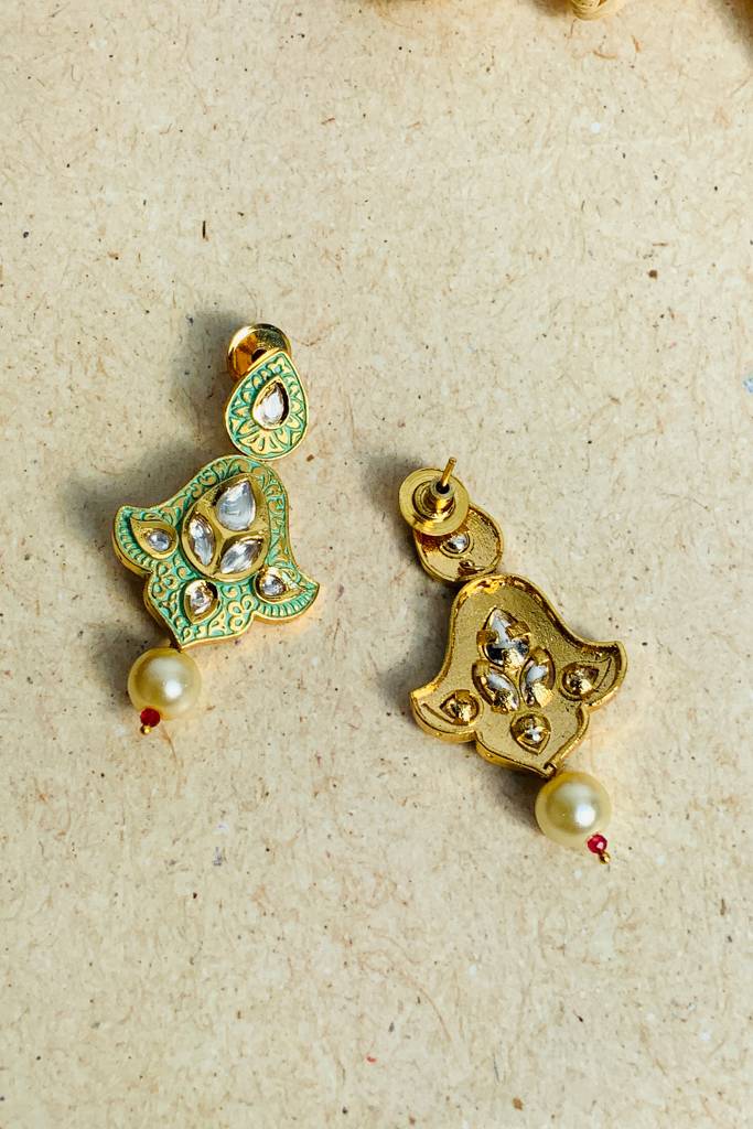 Antique Meenakari Gold Plated Kundan Necklace Set-Gpkundanncgypsyr02 : GPKundanNCGypsyR02