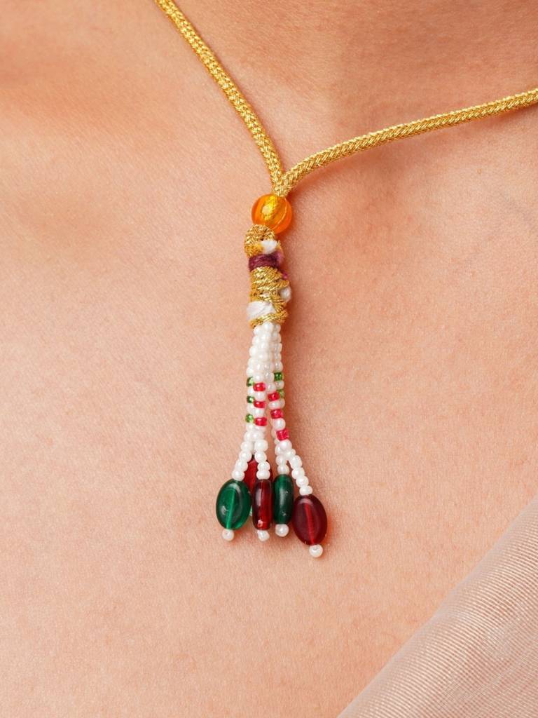 Sophisticated Gold Plated Meenakari American Diamond Studded Royal Blue Hasli Necklace Set-Gpmmjhasli01B : GPMMJHasli01BlueR02