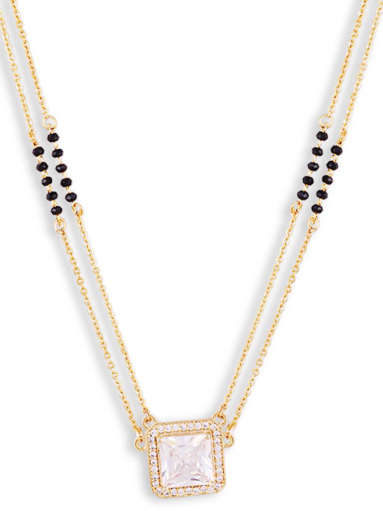 Gold Plated Black Bead Mangalsutra Lightweight And Stylish : GPMS10MM