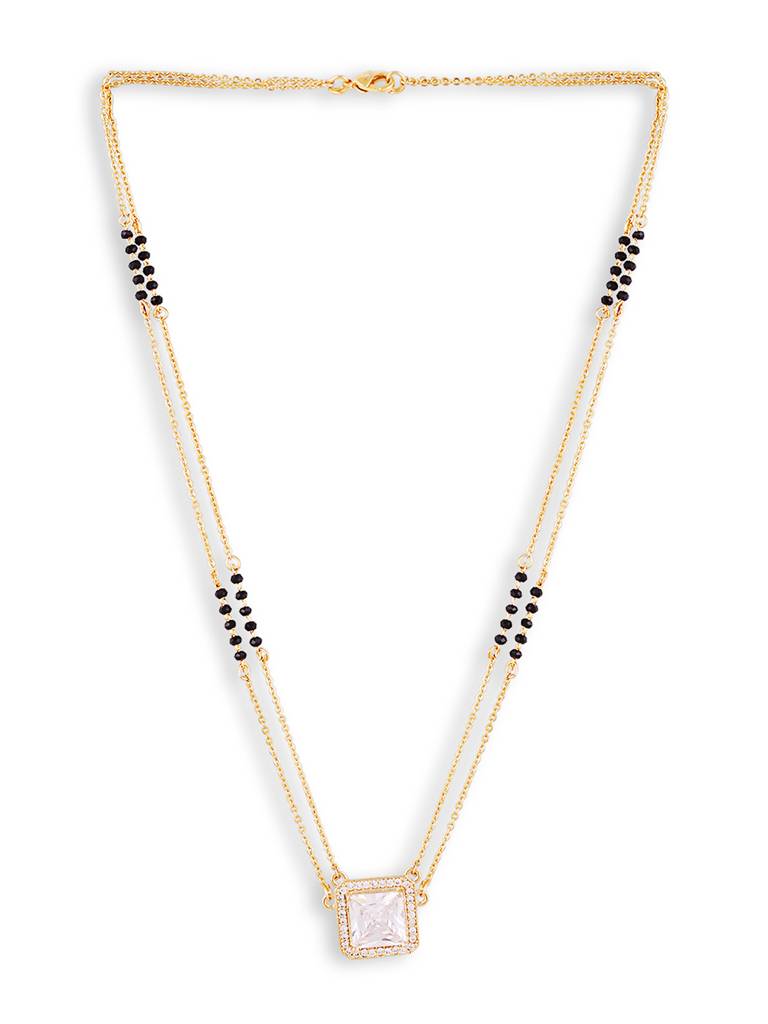 Gold Plated Black Bead Mangalsutra Lightweight And Stylish : GPMS10MM