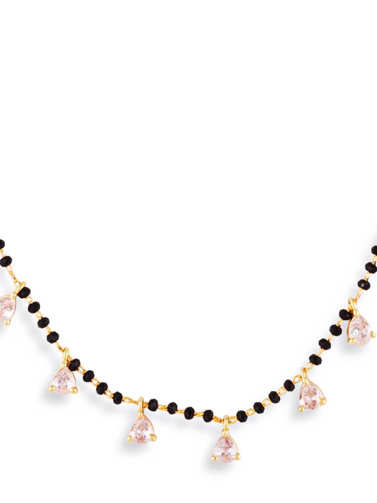 Black Bead Gold Plated Mangalsutra For A Contemporary Look : GPMS13Drops