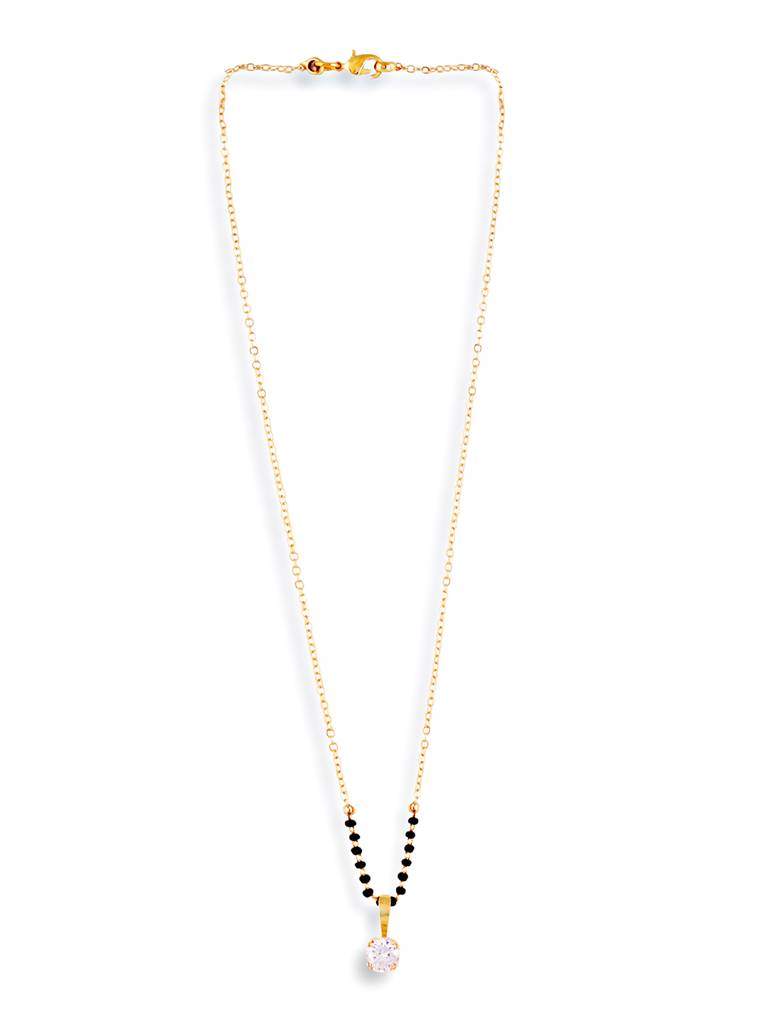 Elegant Black Bead Mangalsutra With Gold Plated Finish : GPMS16BeadsCircular