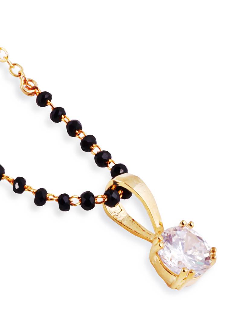 Elegant Black Bead Mangalsutra With Gold Plated Finish : GPMS16BeadsCircular