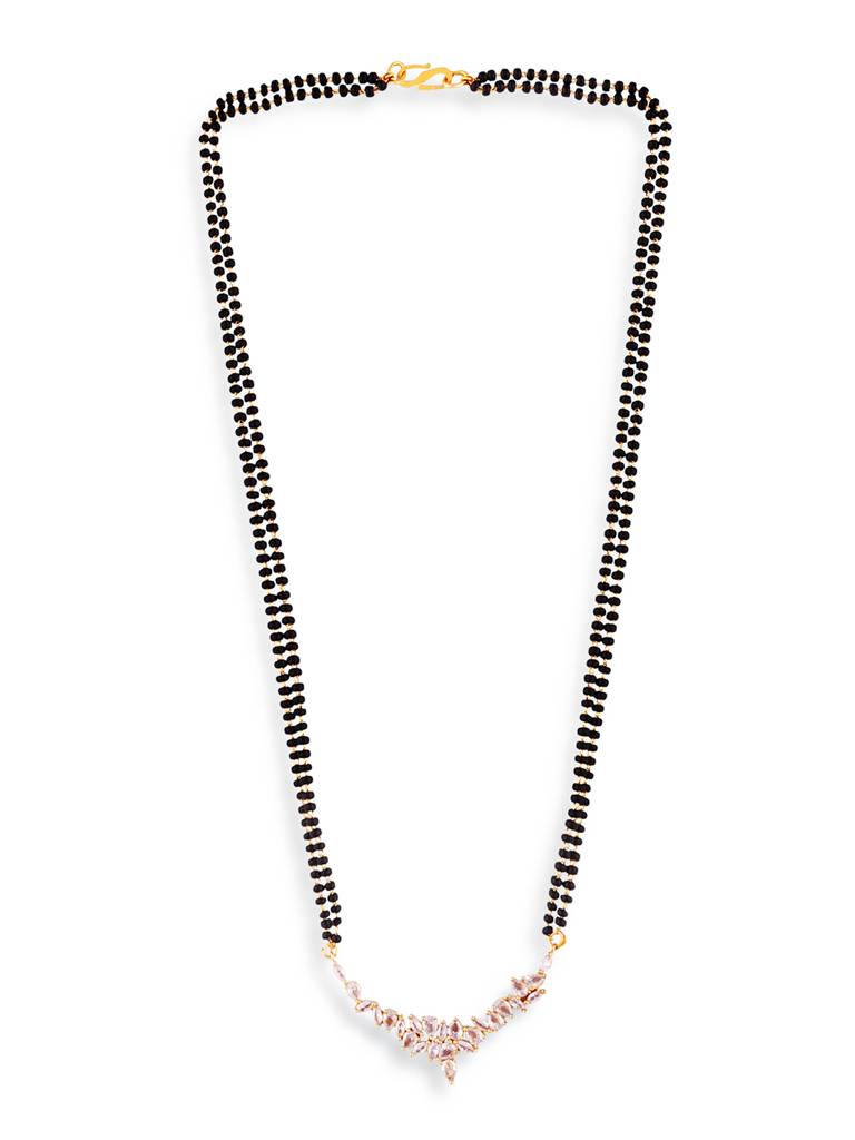 Black Bead Gold Plated American Mangalsutra Timeless Elegance : GPMS18DCluster