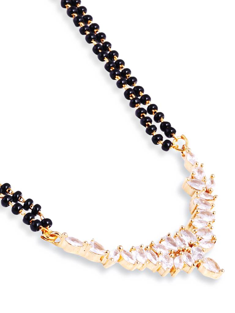Black Bead Gold Plated American Mangalsutra Timeless Elegance : GPMS18DCluster