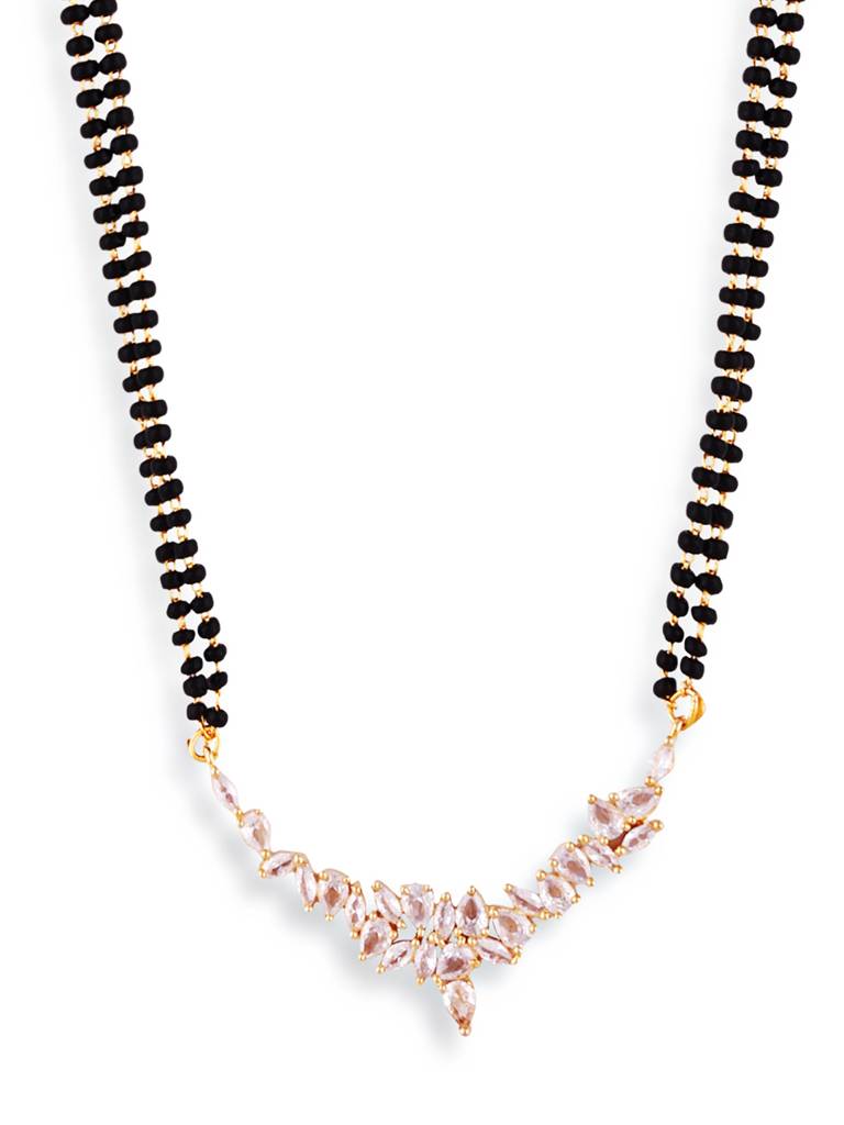 Black Bead Gold Plated American Mangalsutra Timeless Elegance : GPMS18DCluster