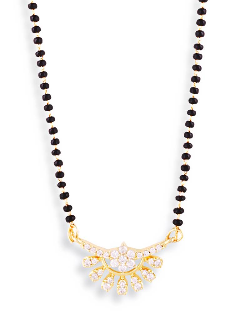 Gold Plated Black Bead Mangalsutra Necklace Ethnic Charm : GPMS18S7Heaven