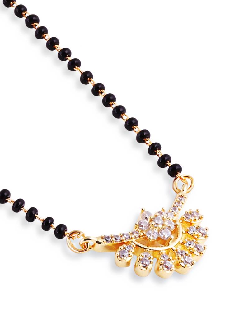 Gold Plated Black Bead Mangalsutra Necklace Ethnic Charm : GPMS18S7Heaven
