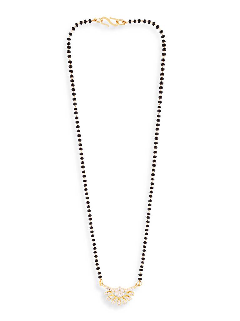 Gold Plated Black Bead Mangalsutra Necklace Ethnic Charm : GPMS18S7Heaven