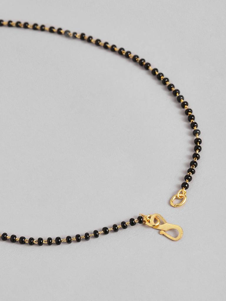 Trendy Black Bead Gold Plated Mangalsutra For Everyday Style : GPMS18SEagle